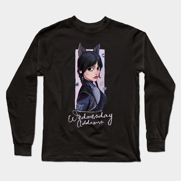 Wednesday Addams Long Sleeve T-Shirt by MokeyDesign